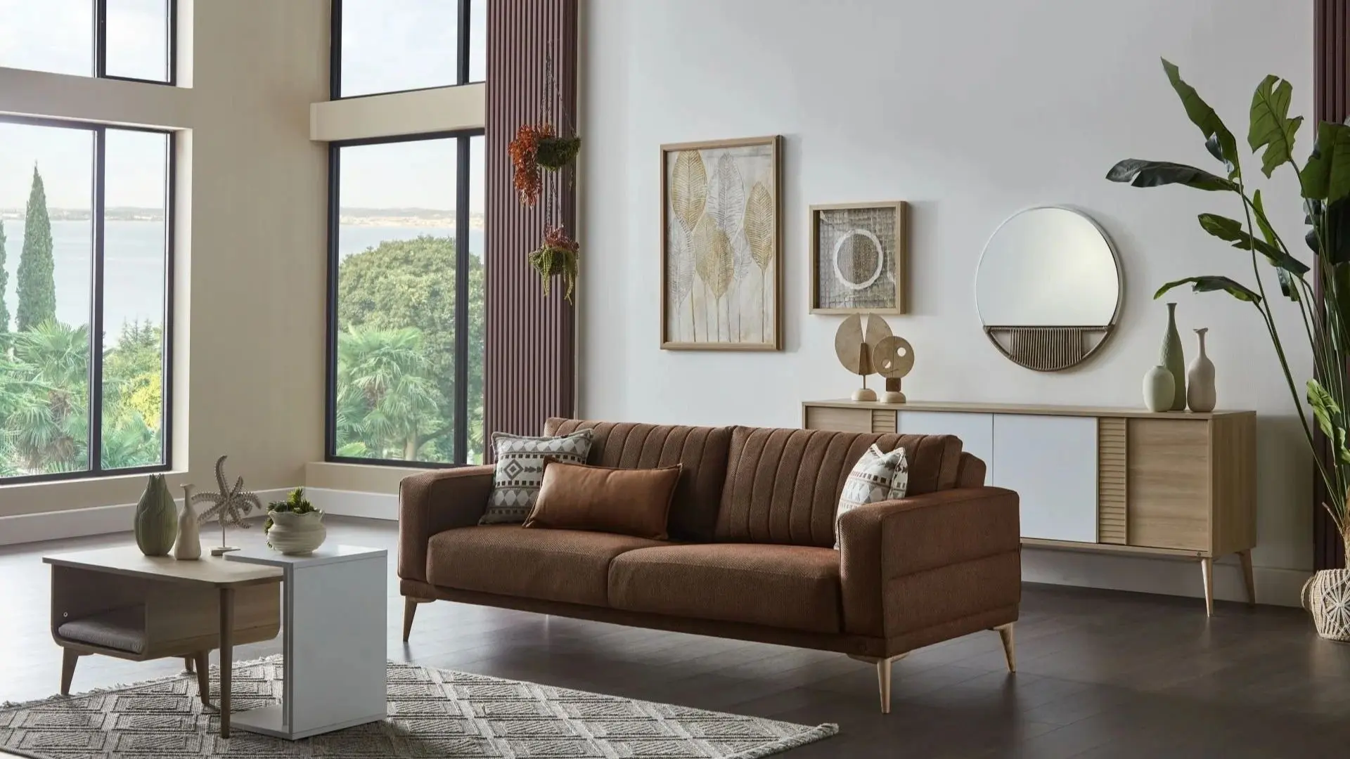Mondi Home Lizbon Üçlü Koltuk Kahve