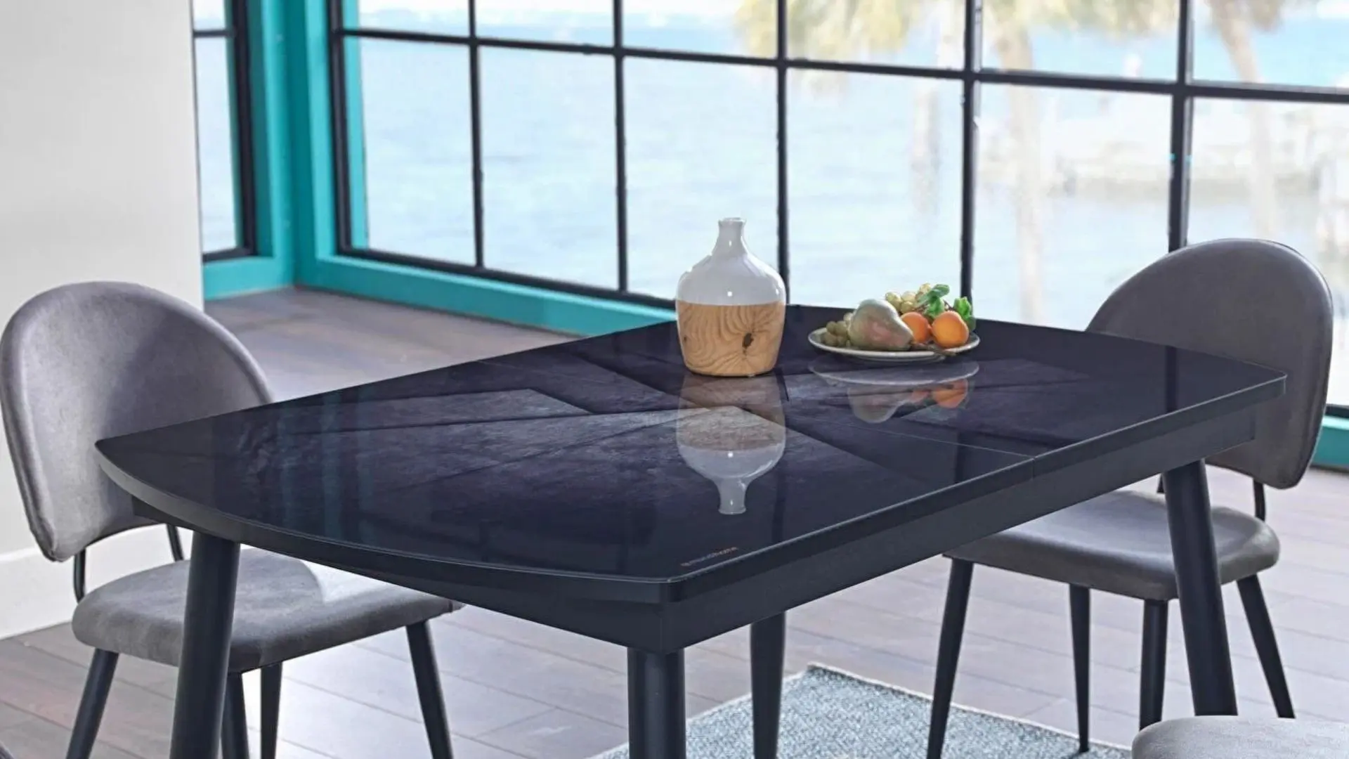 Mondi Home Glass Açılır Masa-Siyah