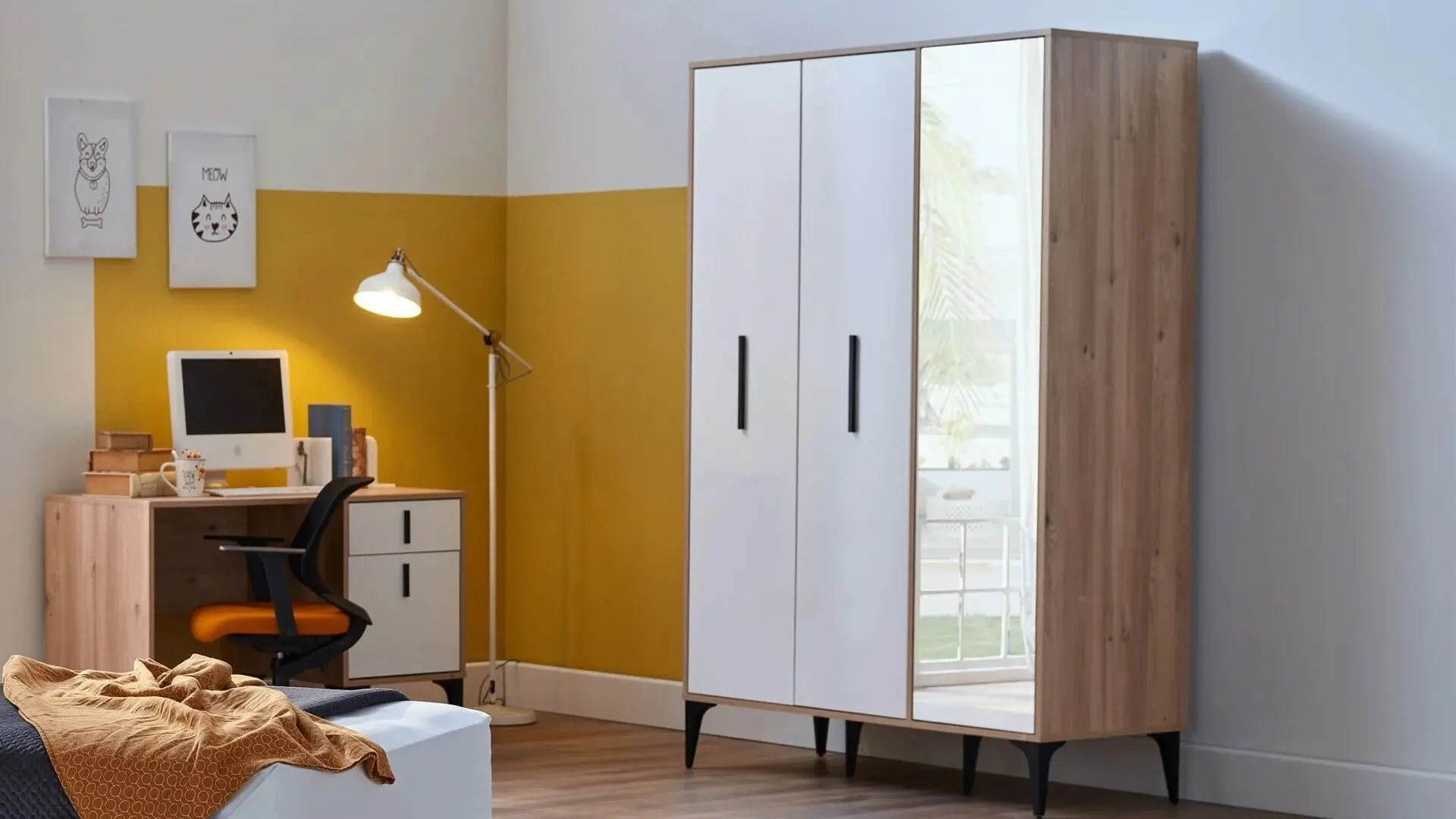 Mondi Home Ekol 3 Kapaklı Gardırop Aynalı